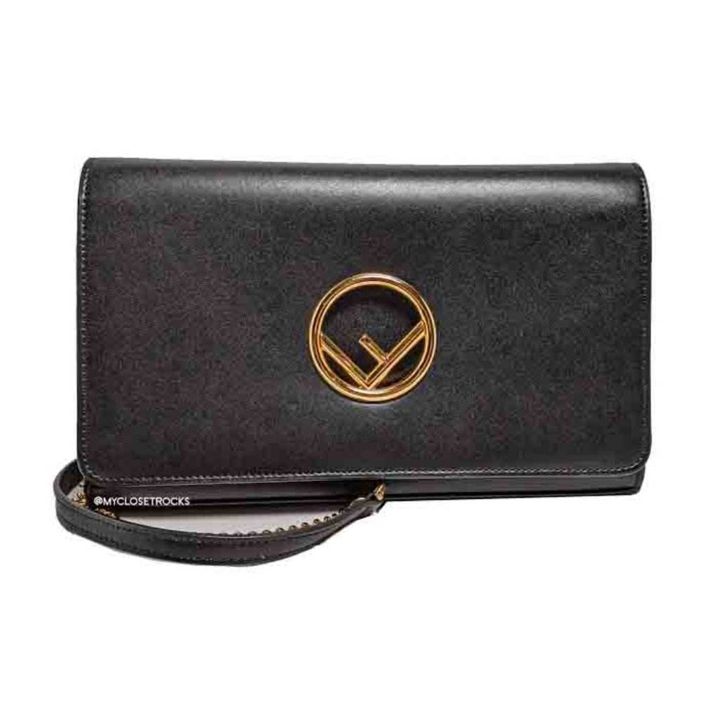 SOLD Fendi Black Kan I Chain Wallet - Picture 1 of 8